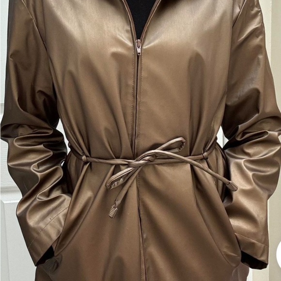 Basic Editions Jackets & Blazers - Basic Editions Women’s Vegan Leather Jacket | Bronze | Side Pockets